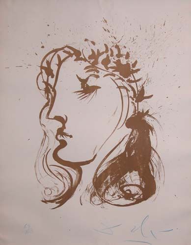 Appraisal: Beatrice Sepia ink on paper Dali Salvador x inches In