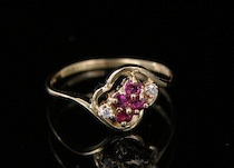 Appraisal: A Ladies Ruby And Diamond Ring In Yellow Gold A