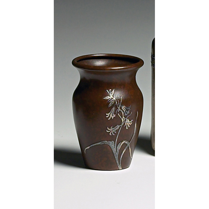 Appraisal: Heintz vase sterling on bronze applied floral design original patina