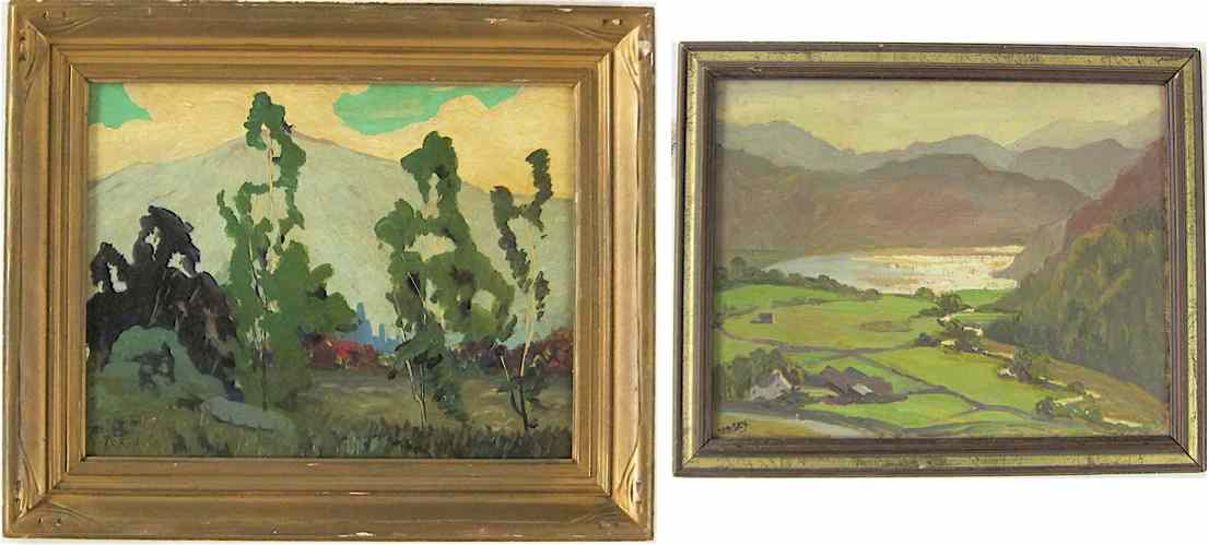 Appraisal: TWO CALIFORNIA OILS ON BOARD T S Reid oil on