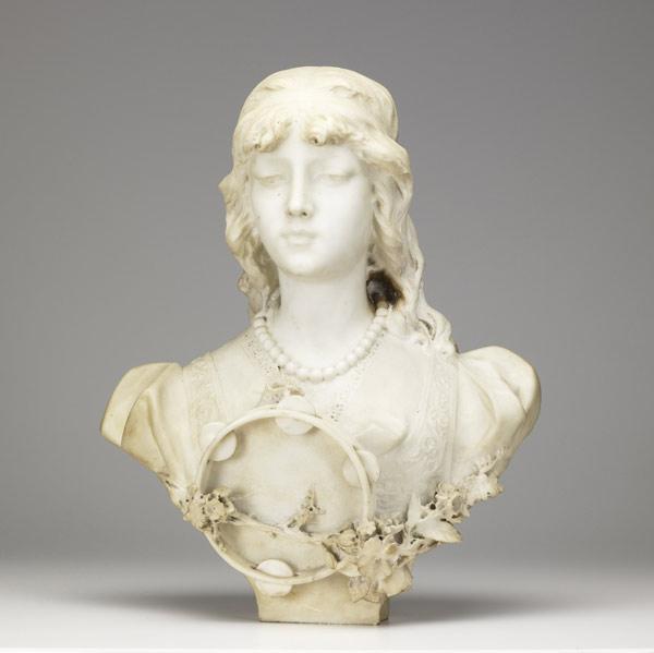 Appraisal: Italian marble bust th C Depicts a young woman with