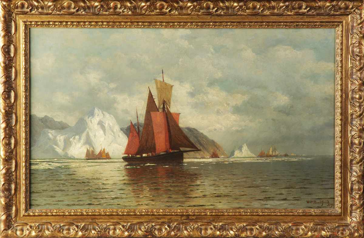 Appraisal: William Bradford American - Sailing vessels w icebergs in distance