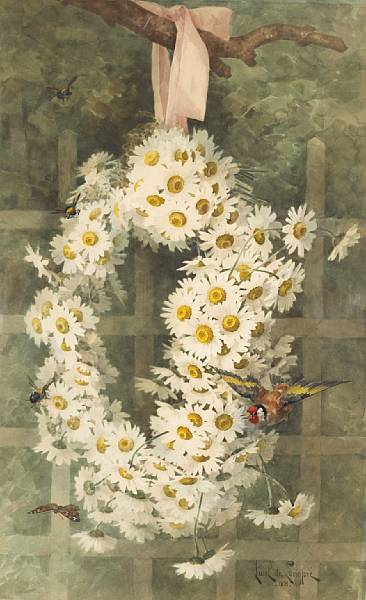 Appraisal: Paul de Longpre French - A Garland of Daisies signed