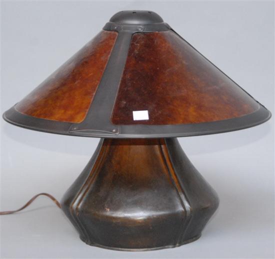 Appraisal: ARTS AND CRAFTS STYLE LAMP WITH MICA SHADE At lamp