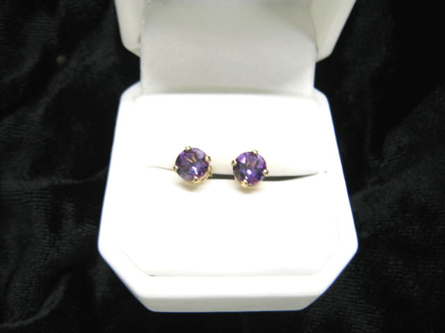 Appraisal: Amethyst Earrings rich round gems in k pierced settings