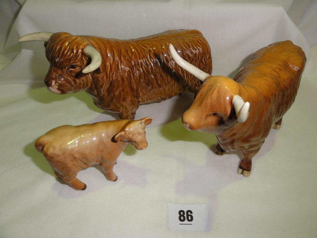 Appraisal: A family of Beswick Highland Cattle comprising a bull a