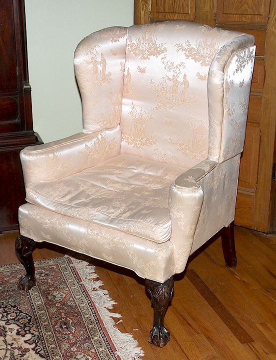 Appraisal: Winged Back Chair A late th century comfortable winged back