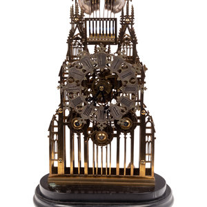 Appraisal: An English Brass and Steel Cathedral Skeleton Clock Late th