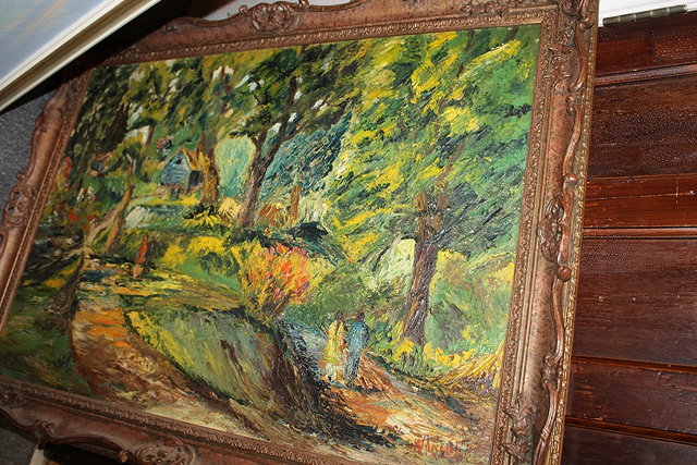 Appraisal: WagnerAn Impressionist woodland scene oils on canvas signed cm x