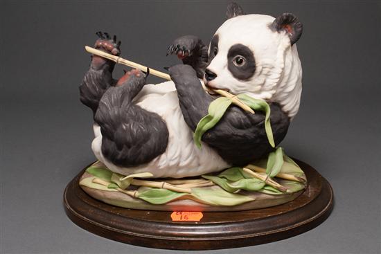 Appraisal: Boehm painted bisque figure Giant Panda Cub with oval wood