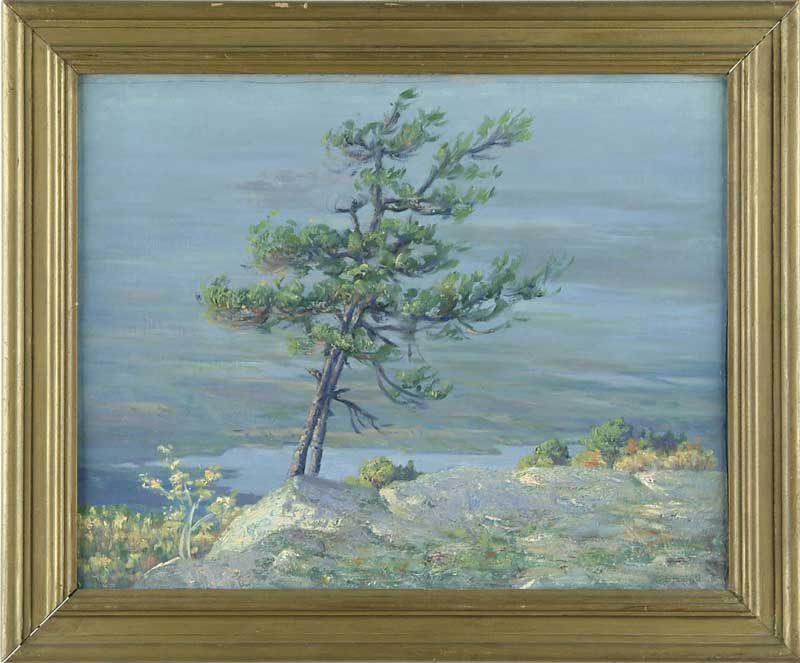 Appraisal: JOSEPH B KAHILL American - TREE ON LEDGE OVERLOOK Oil