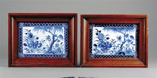 Appraisal: Pair Chinese blue-and-white framed panels th centuryrectangular form with underglaze-blue