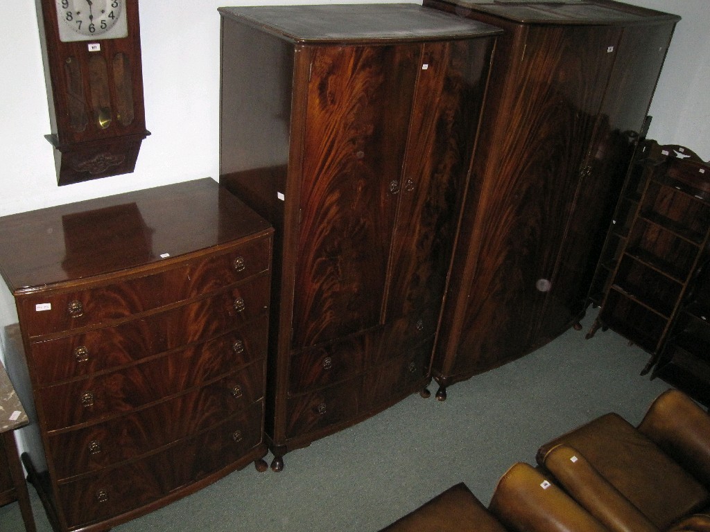 Appraisal: s Mahogany three piece bedroom suite