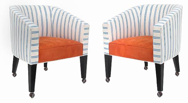 Appraisal: A set of four upholstered club chairs height in width