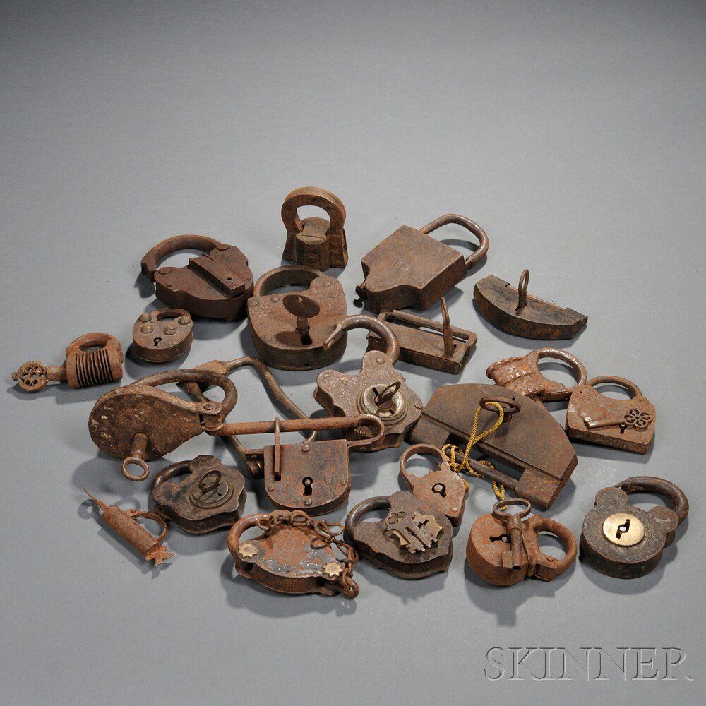 Appraisal: Collection of European Iron Padlocks th to th century key