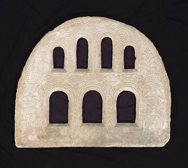 Appraisal: A Greek carved marble architectural grill Tinos th- th century