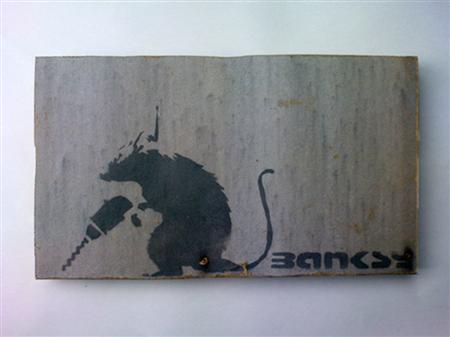 Appraisal: BANKSY BRITISH B DRILL RAT - Spray paint and stencil