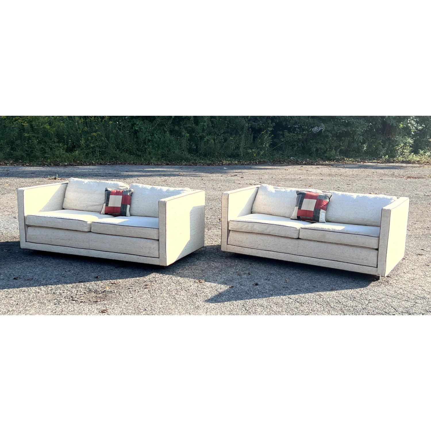 Appraisal: Pair FLAIR Inc Love Seat Sofas Box form Dimensions H