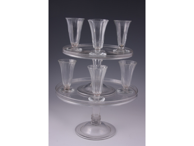 Appraisal: Jelly Syllabub Stands Six Matching Glasses English mid th c