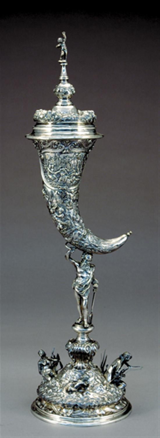 Appraisal: Impressive Continental silver centerpiece th centuryNeptune leaning against his trident