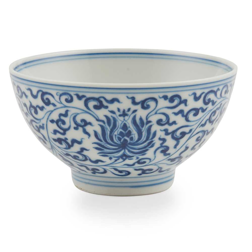 Appraisal: BLUE AND WHITE 'LOTUS' BOWL KANGXI MARK AND POSSIBLY OF