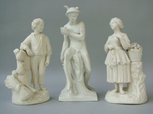 Appraisal: A Royal Copenhagen Parian figure modelled as mercury sitting on