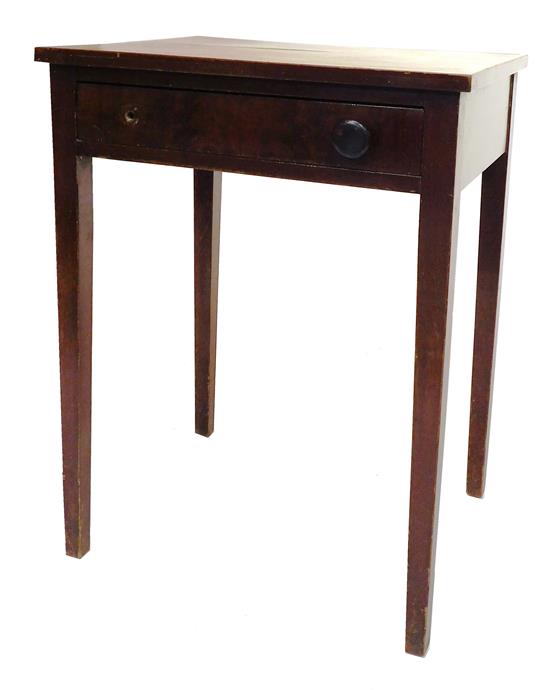 Appraisal: th C American one-drawer stand mahogany veneer square table top