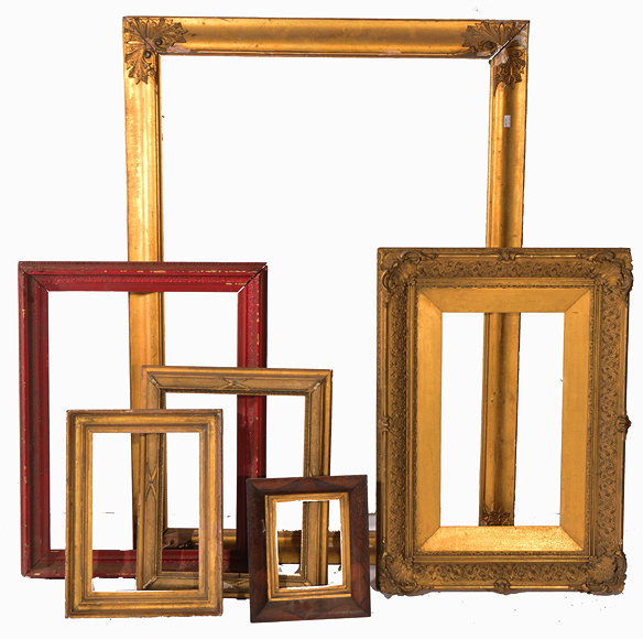 Appraisal: A MOULDED GILT PICTURE FRAME the aperture cm x cm