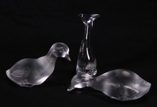 Appraisal: Group of three Baccarat Crystal figures including two ducks with