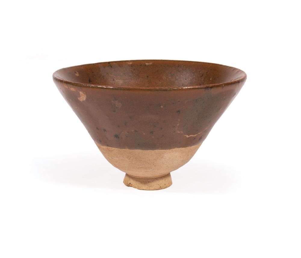 Appraisal: Chinese Persimmon Glazed Stoneware Conical Bowl probably Song Dynasty -