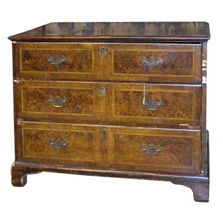 Appraisal: George I Feather Banded Walnut and Mahogany Chest of Drawers