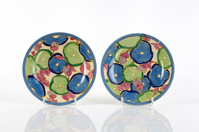 Appraisal: Clarice Cliff British - Pair of 'Blue Chintz' platesprinted manufacturer's