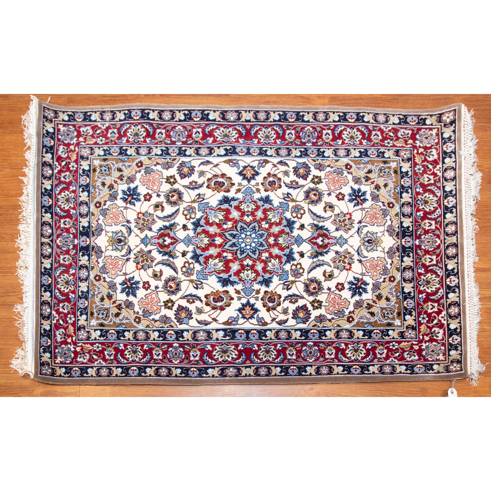 Appraisal: FINE ISFAHAN RUG PERSIA X Modern hand-knotted silk inlaid wool