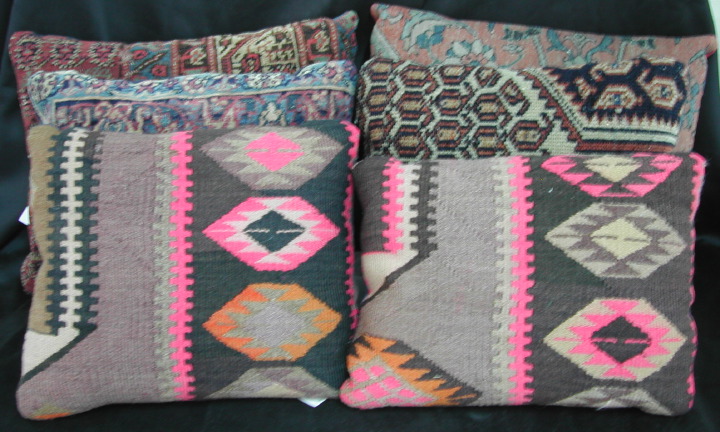 Appraisal: Group of Six Handmade Pillows fashioned from antique oriental carpet