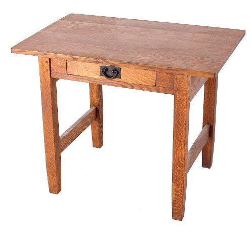 Appraisal: Early Mission Arts Crafts Oak Occasional Table Included in this