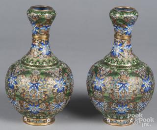 Appraisal: Pair of Chinese cloisonn vases together with a hardstone potted