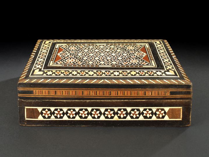 Appraisal: North African Elaborately Inlaid Cut and Tinted Bone and Hardwood