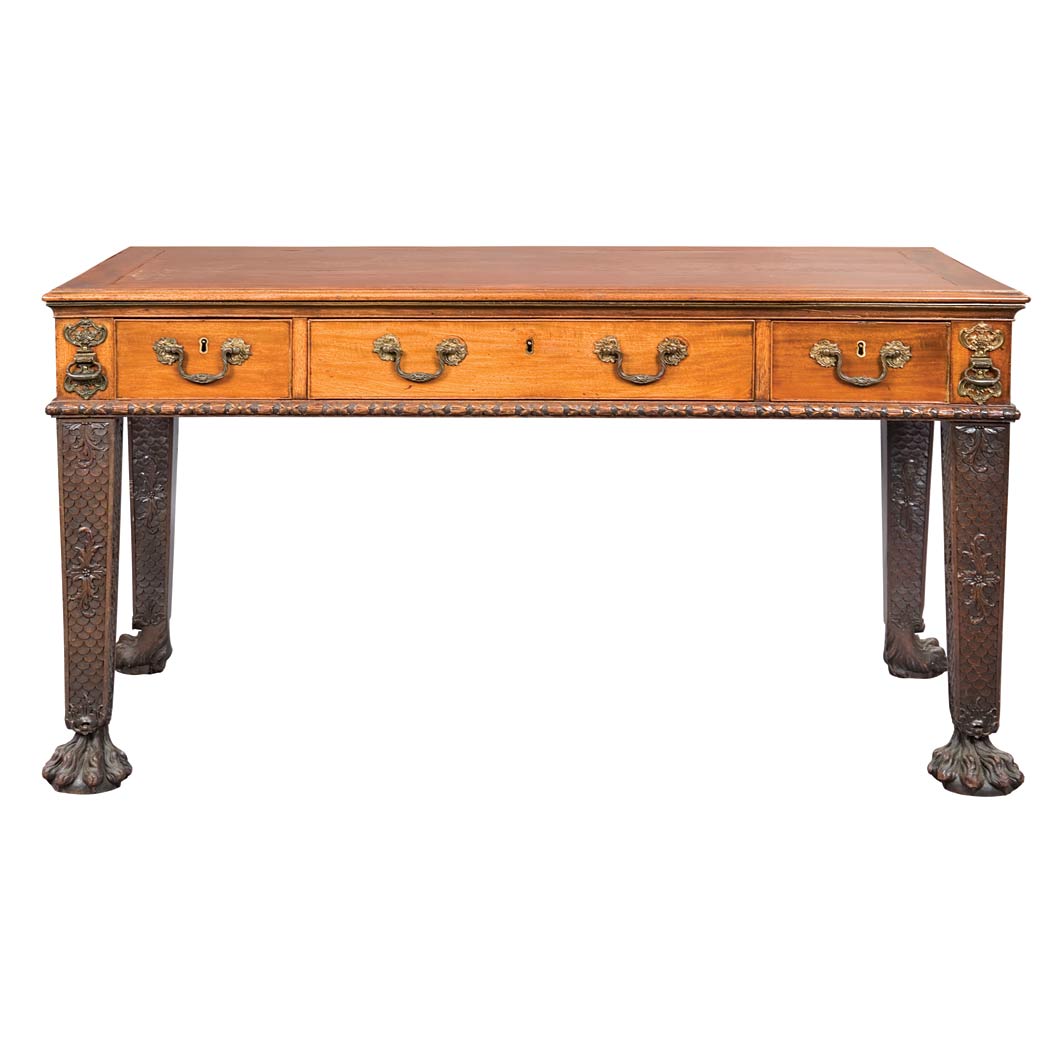 Appraisal: George III Gilt-Bronze Mounted Mahogany Library Table Third quarter of