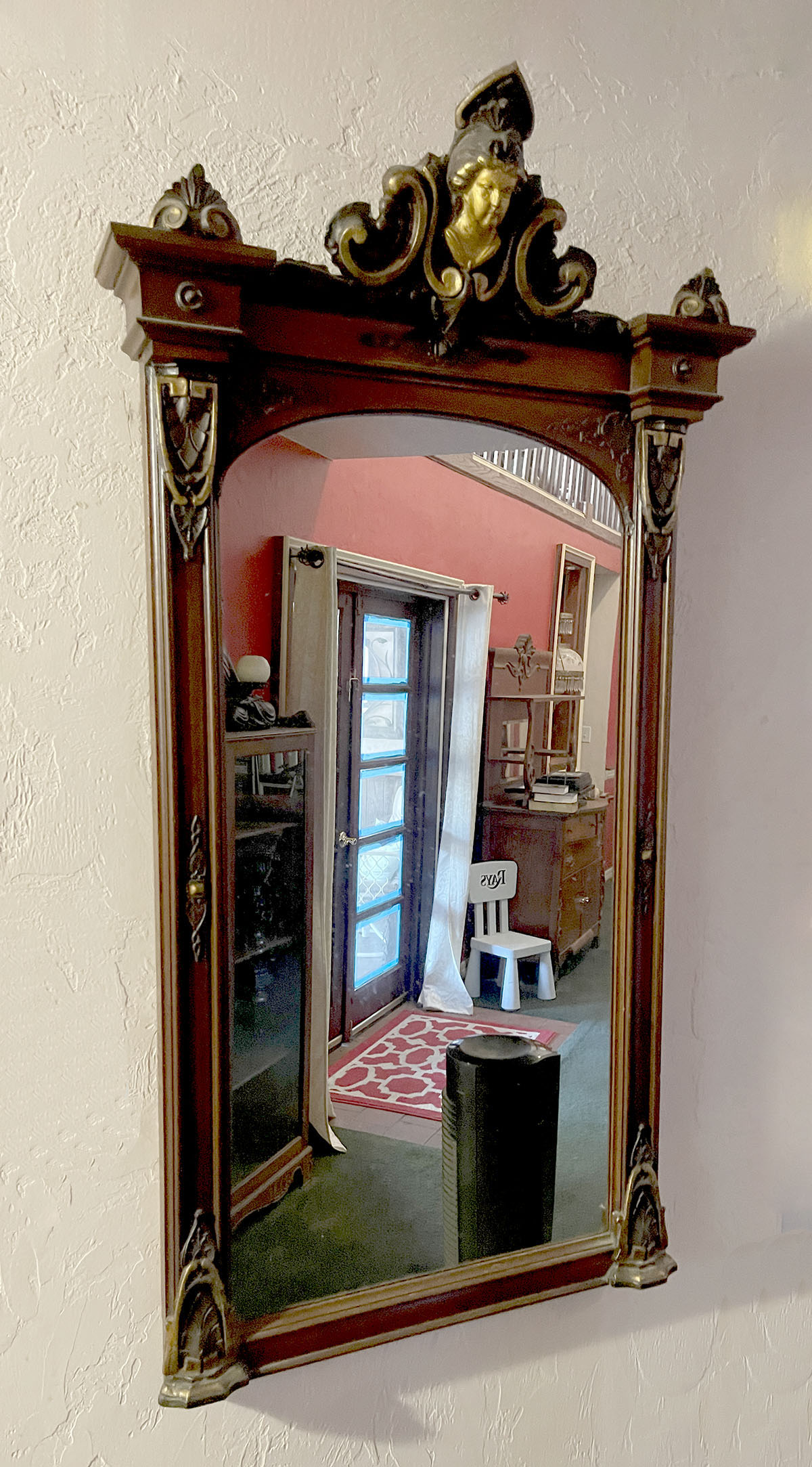 Appraisal: JOHN JELIF STYLE VICTORIAN HALL MIRROR Surmounted by a carved