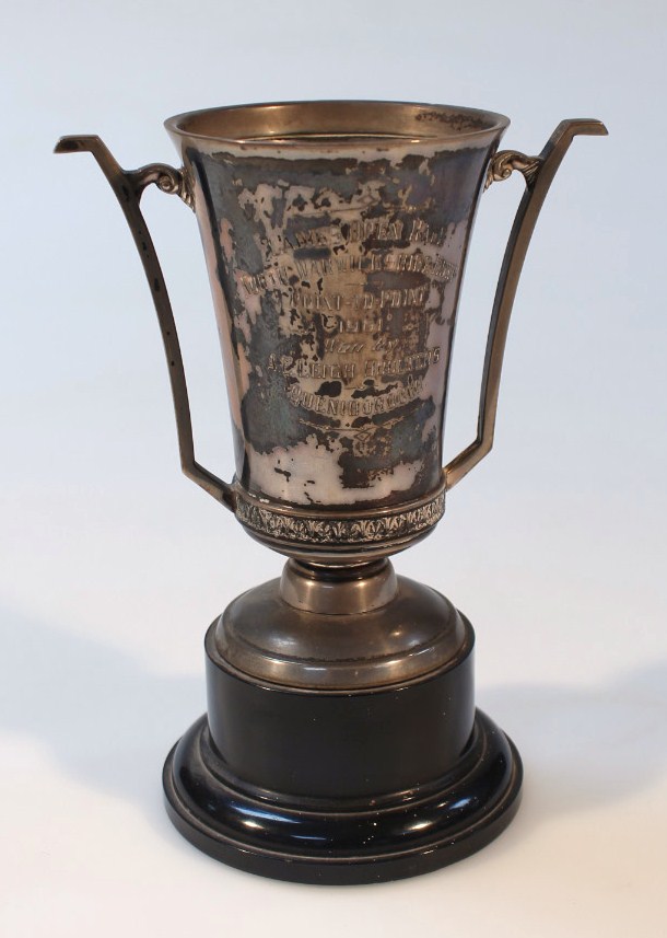 Appraisal: A modern silver two handled silver prize cup of slightly