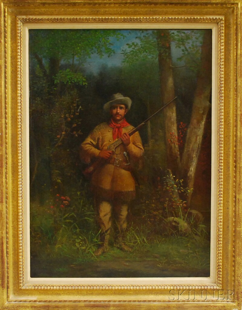 Appraisal: American School th th Century Portrait of a Hunter in