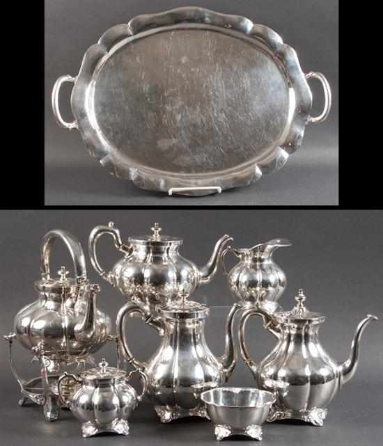 Appraisal: Mexican silver six-piece tea and coffee service and matching tray