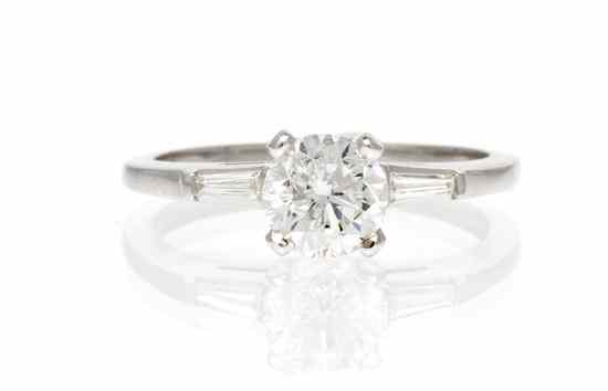 Appraisal: A Karat White Gold and Diamond Ring containing one round