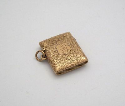 Appraisal: A late-Victorian fifteen carat gold vesta case maker's mark over-struck