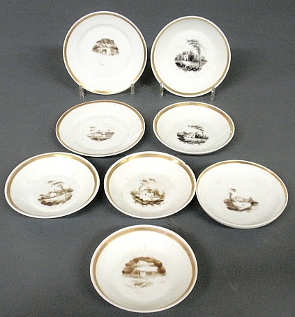 Appraisal: - Group of eight Tucker Philadelphia porcelain c saucers deep