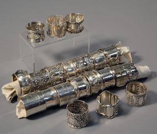 Appraisal: sterling th th C fancy napkin rings sterling th th