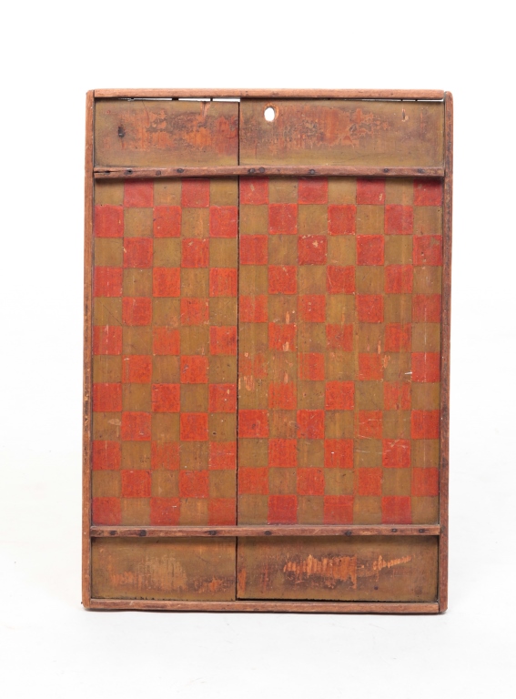 Appraisal: Circa pine Two boards gallery edges and worn red and