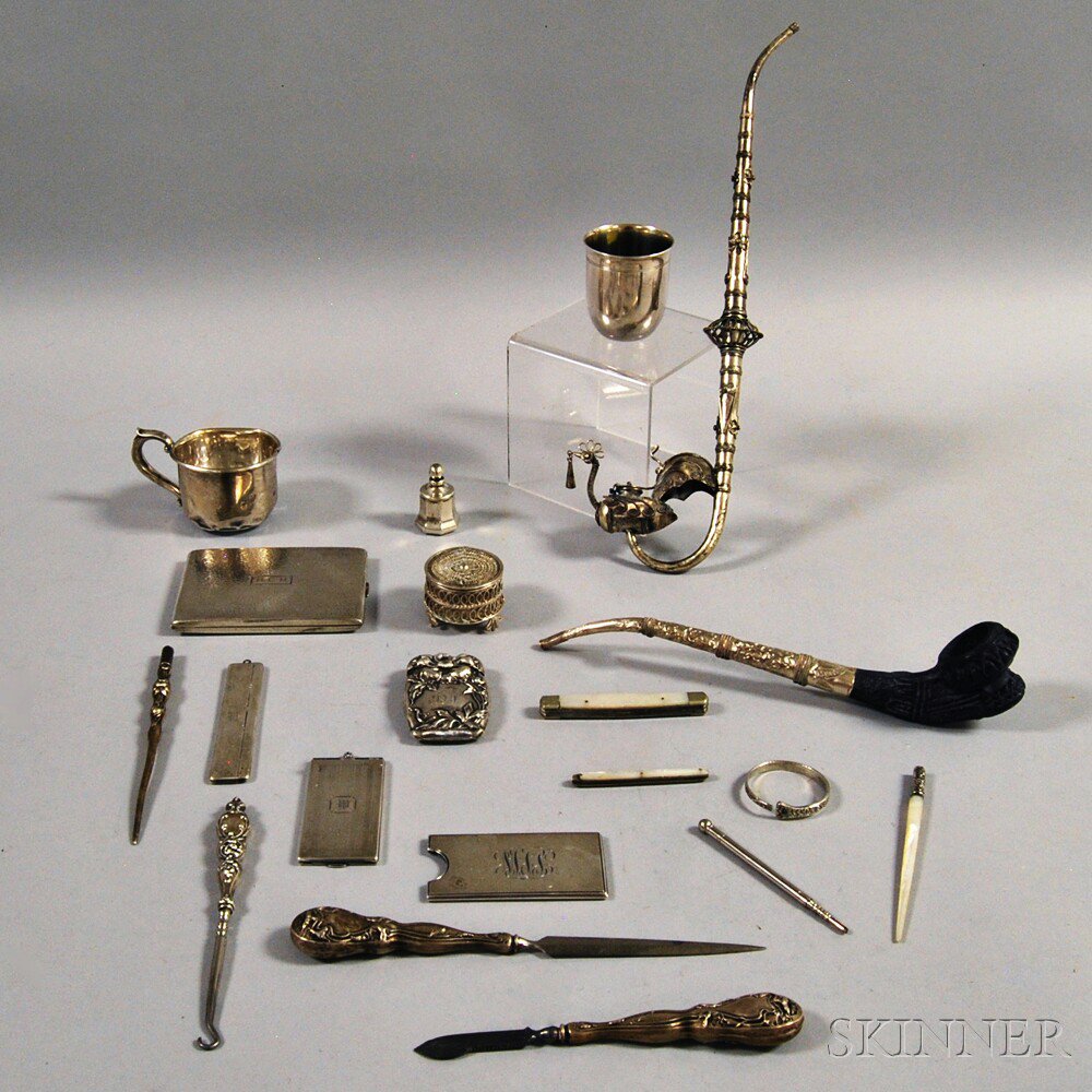 Appraisal: Group of Mostly Sterling Silver Desk Accessories including a monogrammed