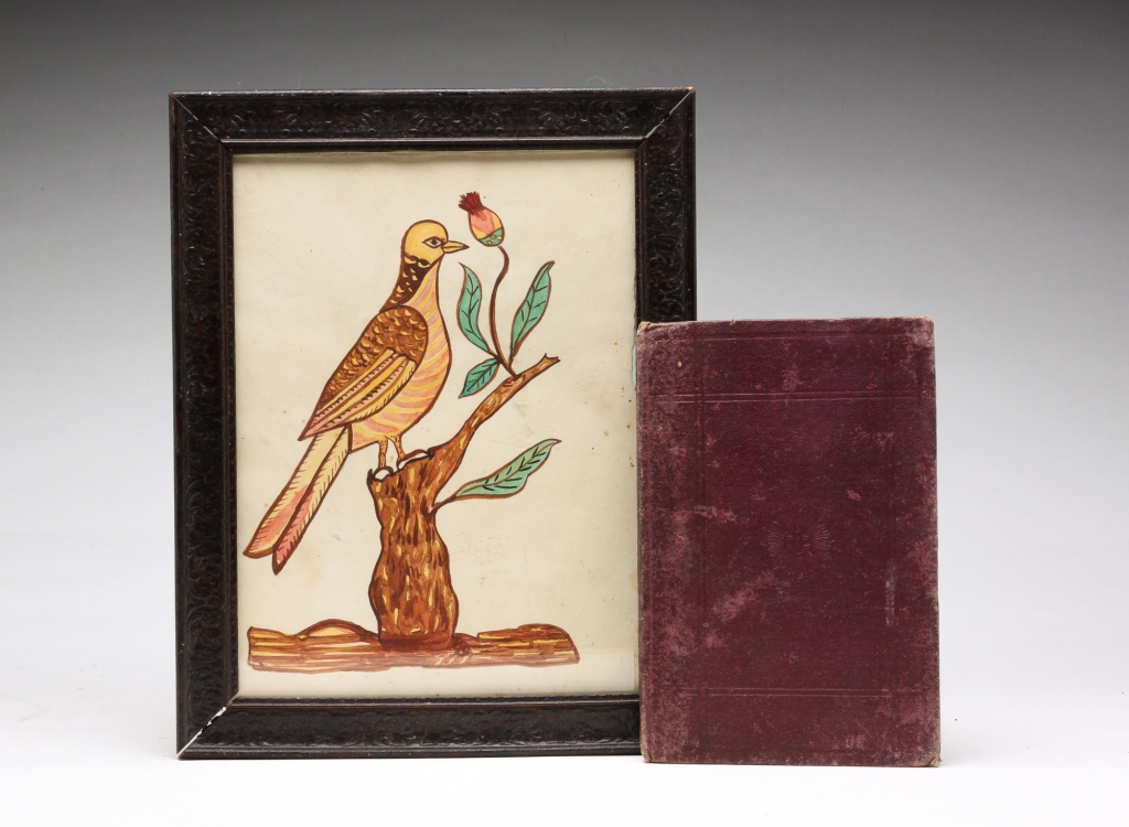 Appraisal: BOOK AND FOLK ART BIRD WATERCOLOR Third quarter th century