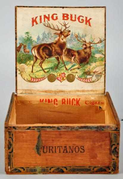 Appraisal: King Buck Cigar Box Extremely rare Some darker stains on